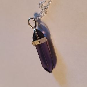 (3 for $15) Royal Purple Crystal Glass Necklace